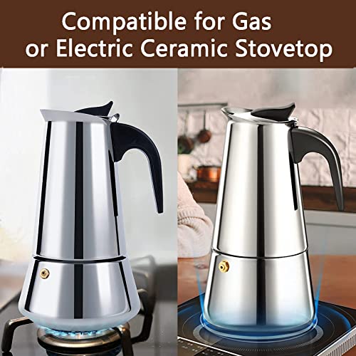 Stainless Steel 6 Cup Moka Pot Stovetop Espresso Maker C492590