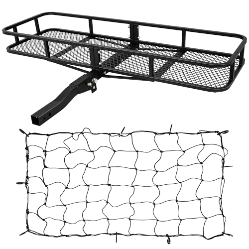 Black Folding Hitch Mount Cargo Rack Carrier 500 Lbs Capacity 2 Inch Receiver Q305