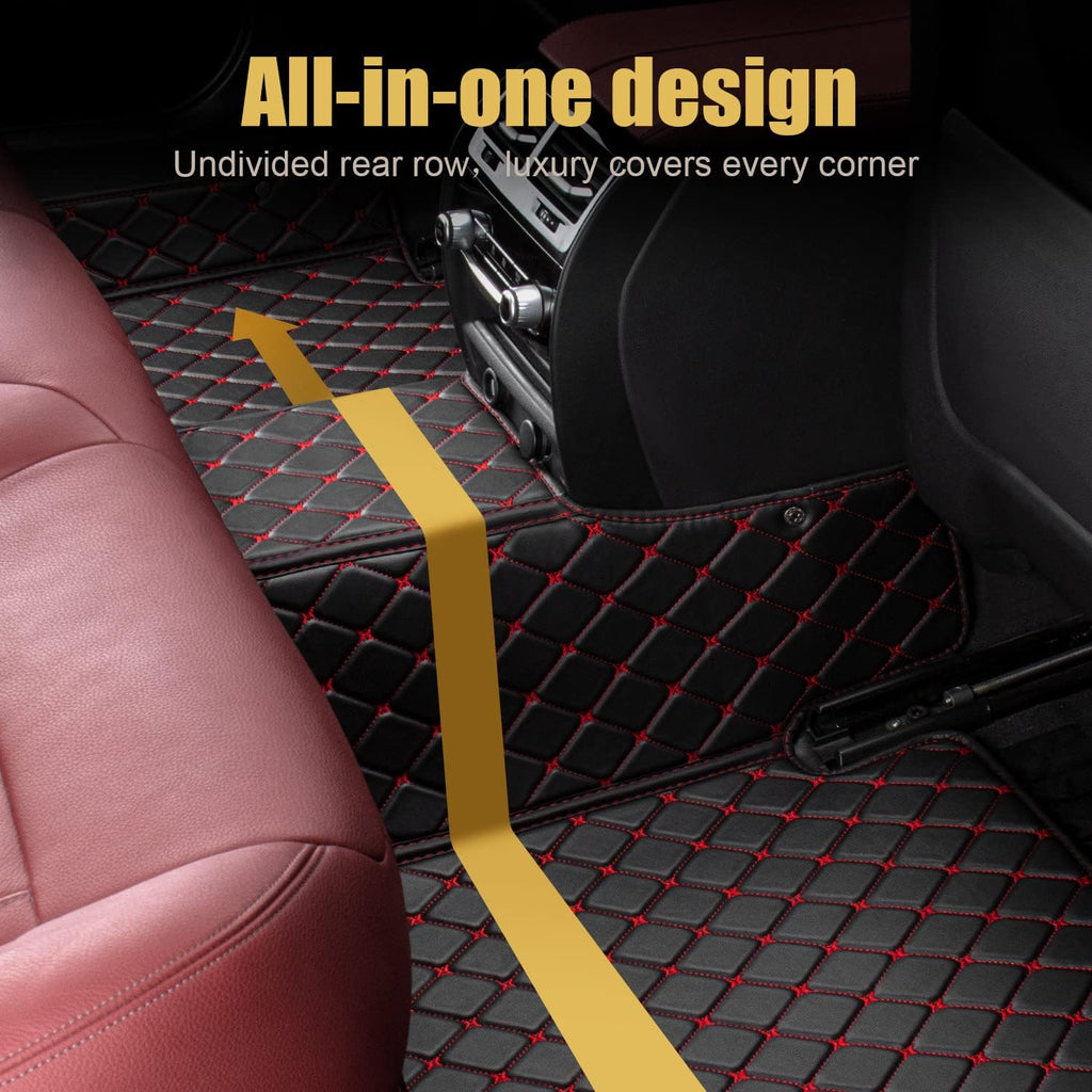 Leather Car Floor Mats 1st & 2nd Row Black J379