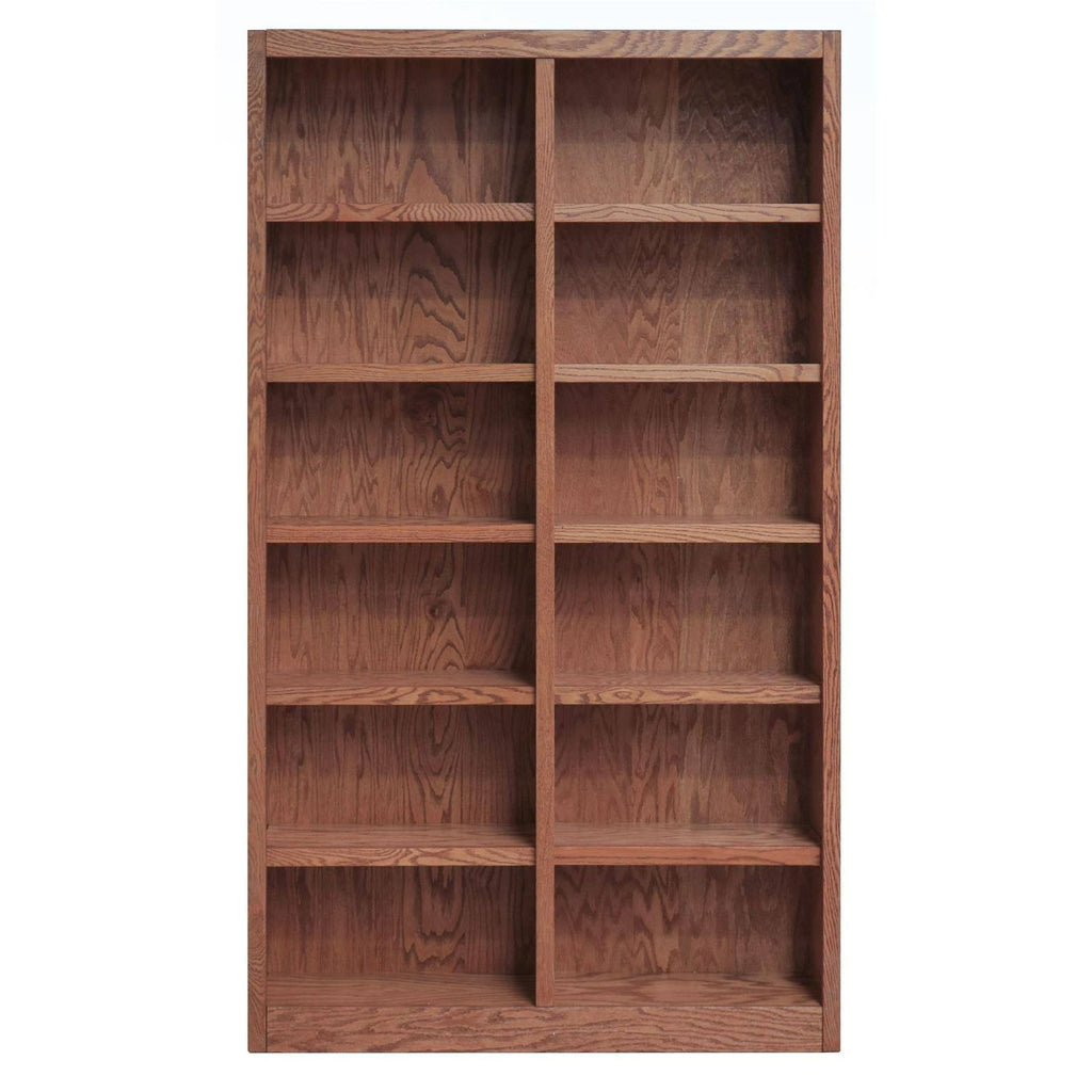 Double Wide Bookcase 12 Shelves Dry Oak J38177