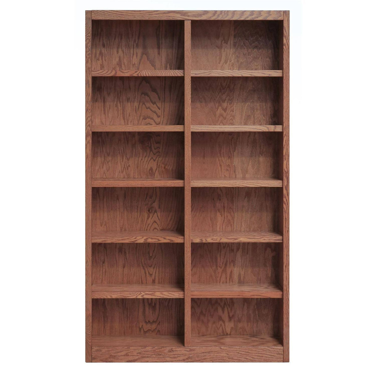 Double Wide Bookcase 12 Shelves Dry Oak J38177