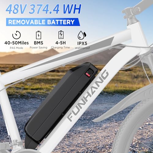 26'' 1000W Peak Electric Mountain Bike with 48V 374.4WH Removable Battery, 21-Speed F1369