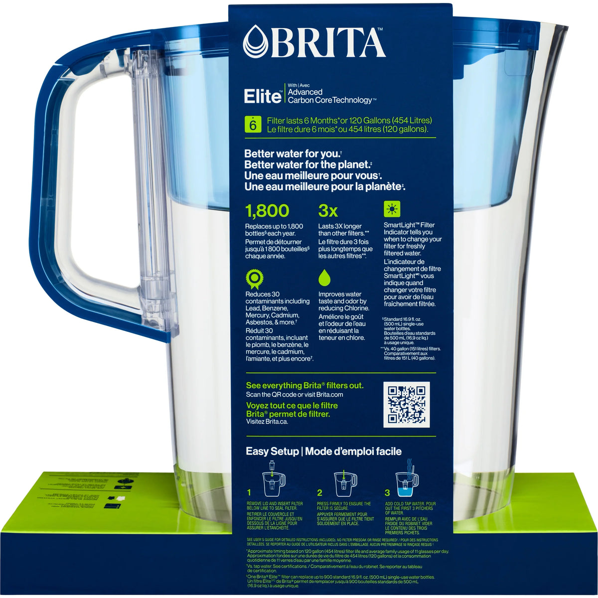 Large 10 Cup Blue Water Filter Pitcher V1843
