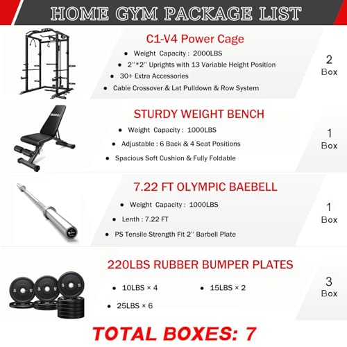 Power Cage Squat Rack with LAT Pulldown U48105