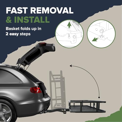Black Folding Hitch Mount Cargo Rack Carrier 500 Lbs Capacity 2 Inch Receiver Q305