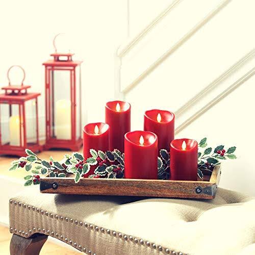 Red Pillar Candles with Remote, Set of 3 J29975