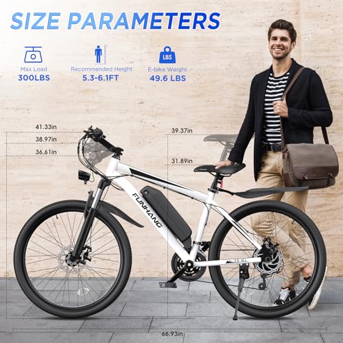 26'' 1000W Peak Electric Mountain Bike with 48V 374.4WH Removable Battery, 21-Speed F1369