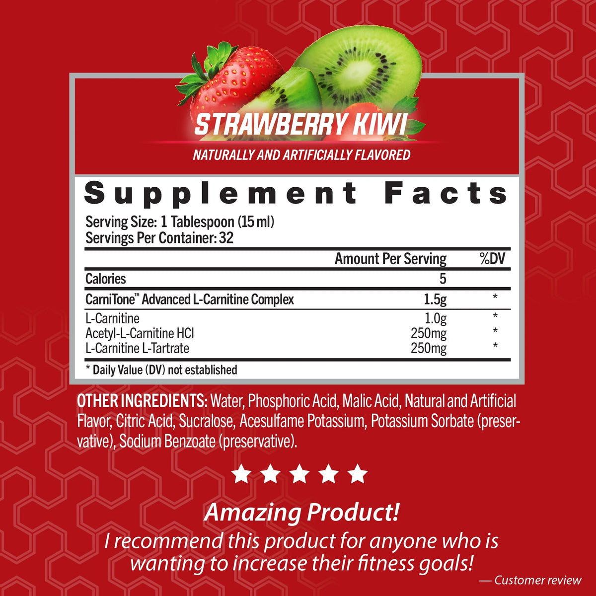 Strawberry Kiwi L-Carnitine Liquid 1500mg 32 Servings D29559
