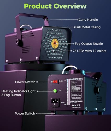 72-LED Fog Machine with Color-Changing Lights & Wireless Remote Control U892118
