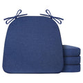 Set of 4 Non Slip Black Chair Cushions 17" x 16" x 2" with Ties Z363