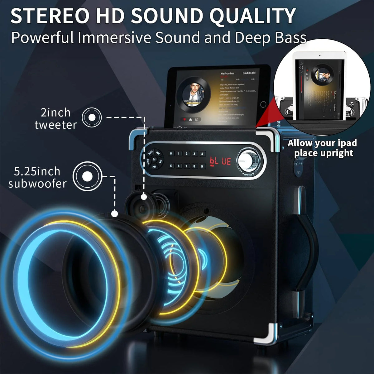 Karaoke Machine with 2 Wireless Microphones, Bluetooth Speaker C1616
