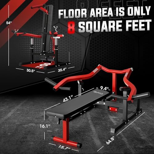 Chest Press Machine with Independent Converging Arms, Adjustable Flat Incline Bench J221553