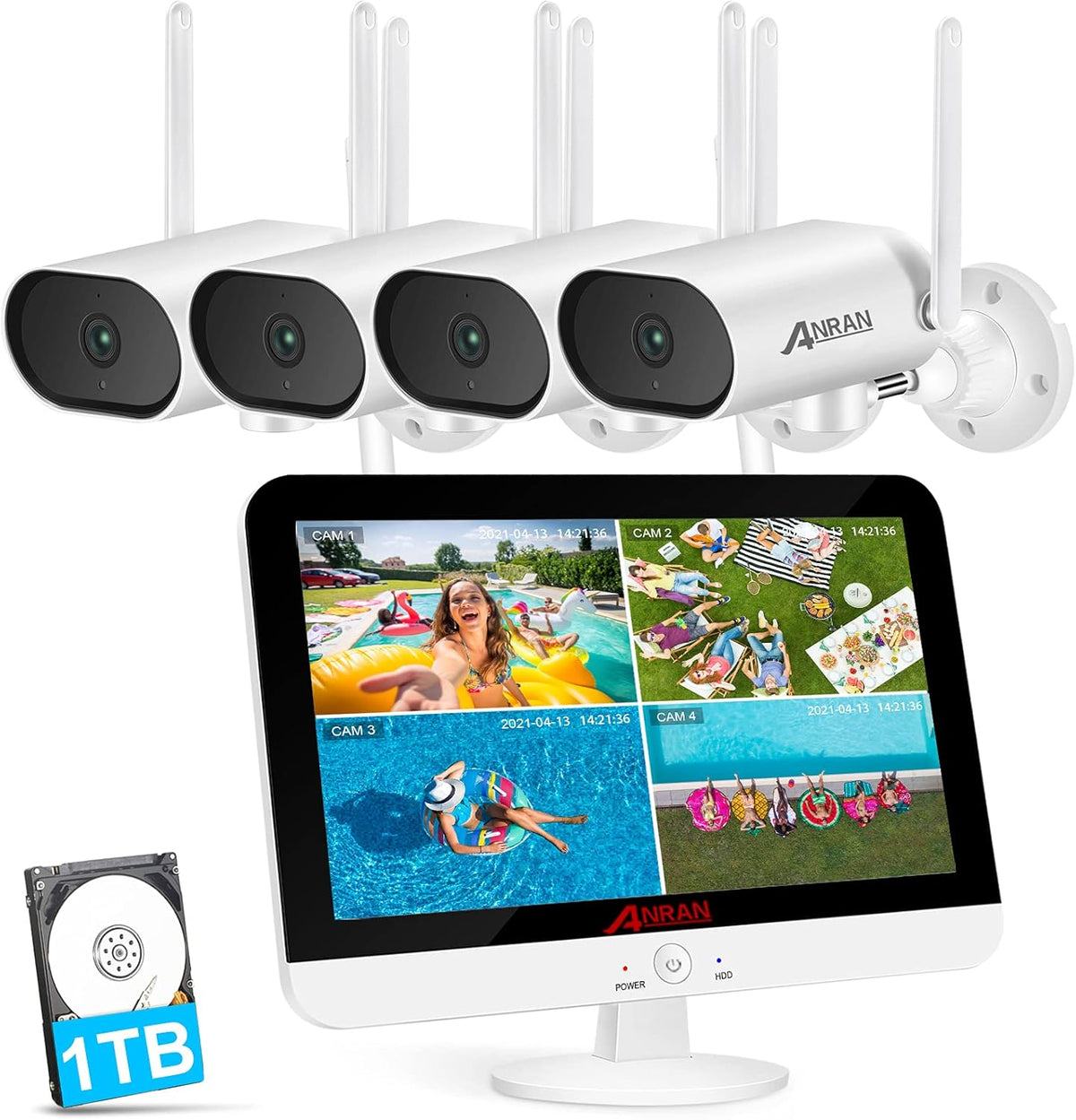 8 Channel 2K NVR 4Pcs 3MP Wireless Security Camera System K803