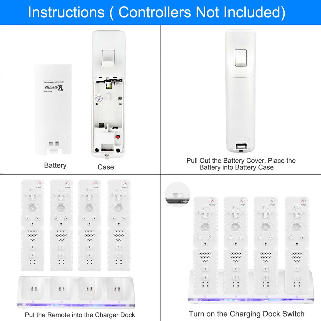 White 4 Remotes Charging Dock Game Controller Charger Y6490