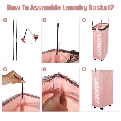 Green 55L Slim Rolling Laundry Basket with Wheels R484977