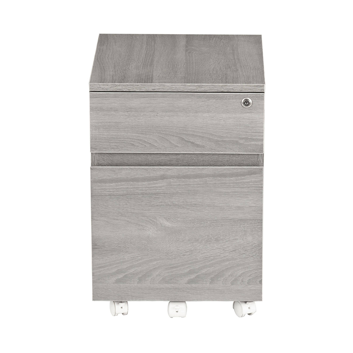 White Two Drawer Vertical Filing Cabinet with Lock V797