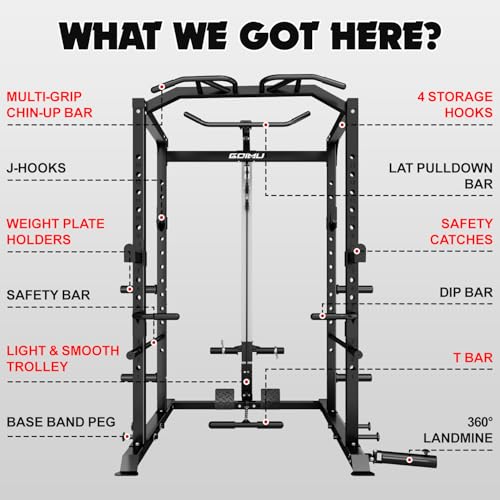 Power Cage Squat Rack with LAT Pulldown U48105