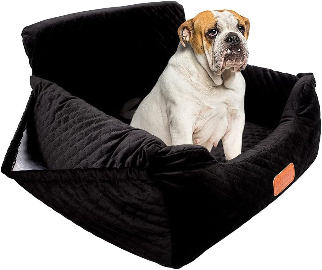 Dog Car Seat Pet Booster Seat with Pocket, Non-Slip Base, Thickened Sponge Pad, Black, Pack of 2 A359