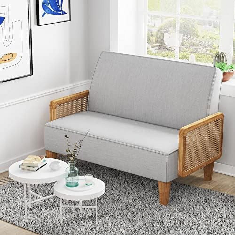 Light Gray Upholstered Small Loveseat Sofa C11439