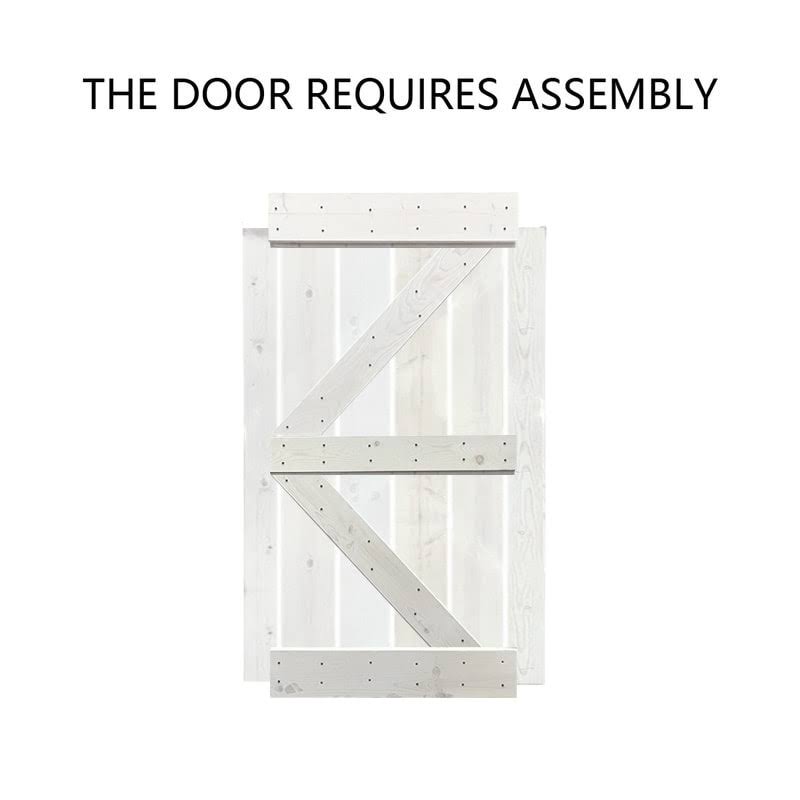 Sage Green Stained Wood Sliding Barn Door with Hardware Kit R341