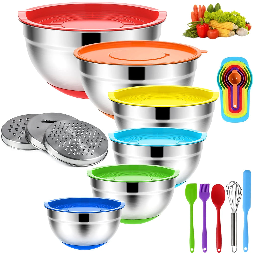 20 Pcs Stainless Steel Mixing Bowls Set with Lids L538