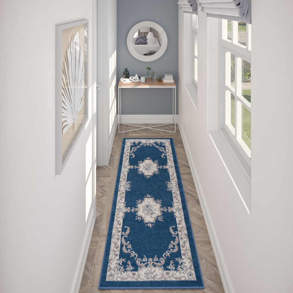 Navy 2'3'' x 7'3'' Runner Area Rug C640