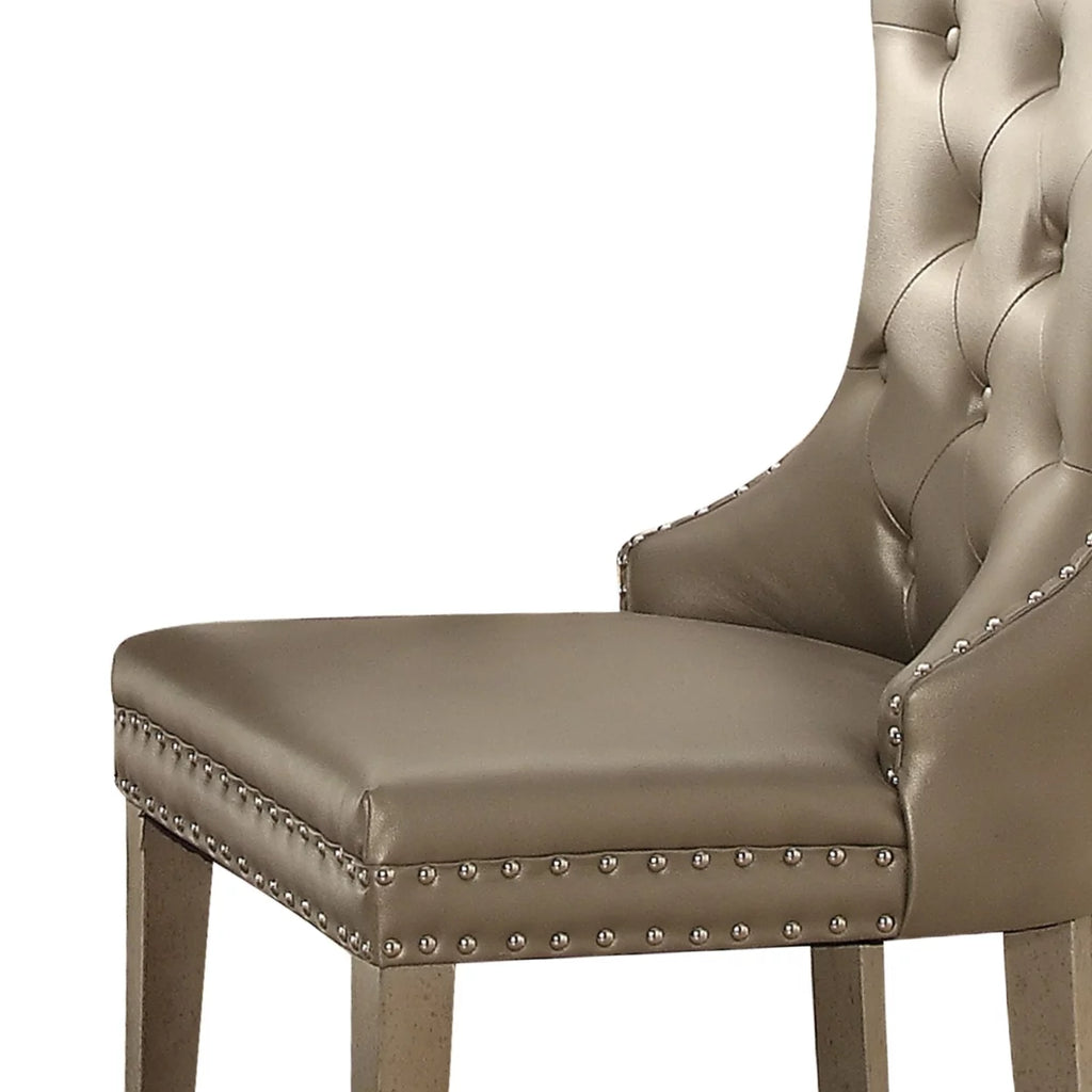 Leatherette Wooden Side Chair, Set of 2 T1680