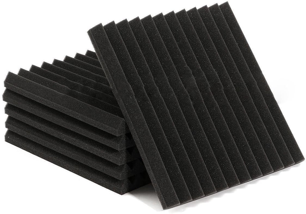 48 Pack Black Red 1" x 12" x 12" Acoustic Wedge Studio Foam Wall Panels V93563