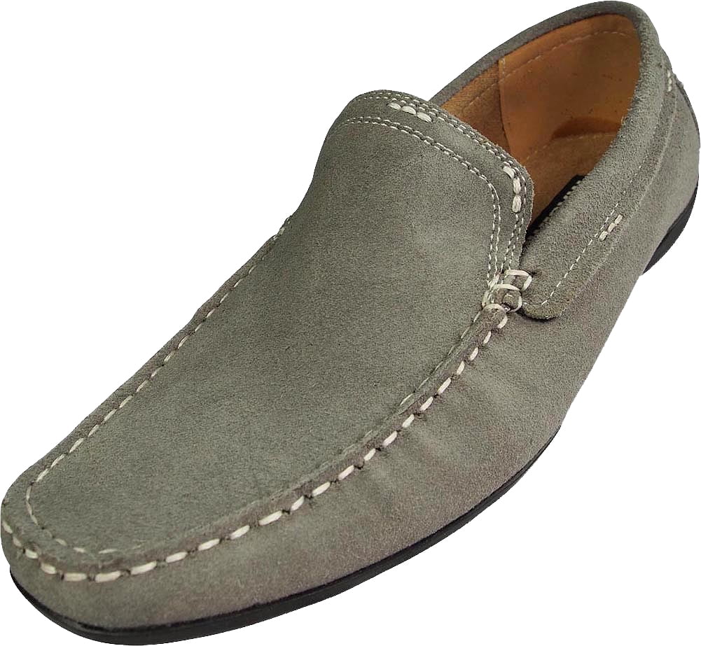 Leather Slip on Loafers Grey B9538