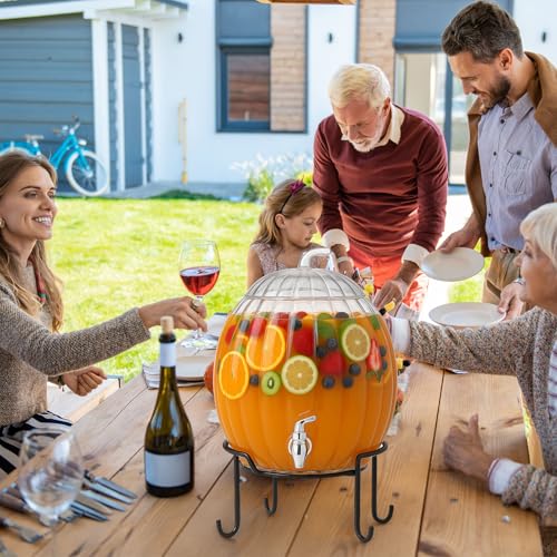 1.3 Gallon Glass Beverage Dispenser with Stand and Spigot I33515