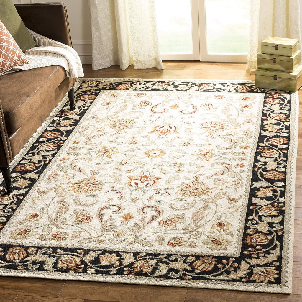 Hand-Hooked Oriental Runner, 3' x 6', Black / Ivory V63451