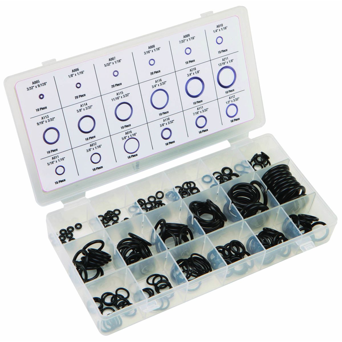 Nitrile O-Ring Assortment, 225 Piece E30349