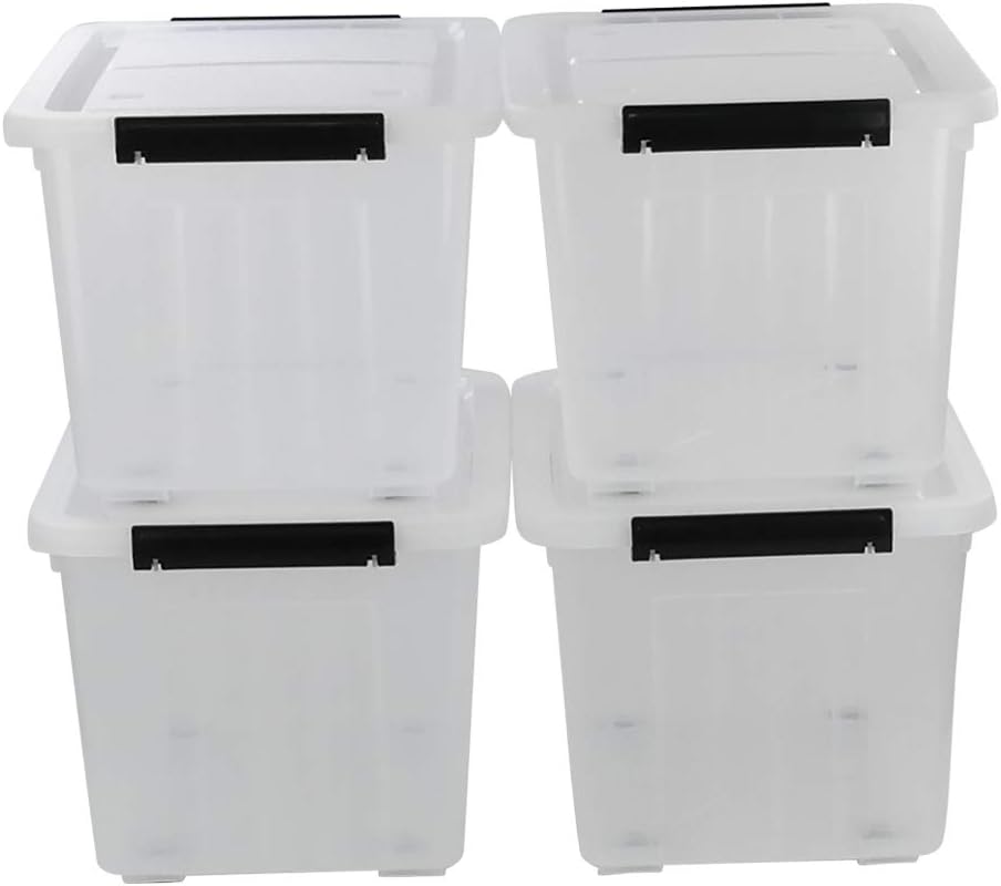 30 L Clear Plastic Storage Box with Wheels, 4-Pack Q424620