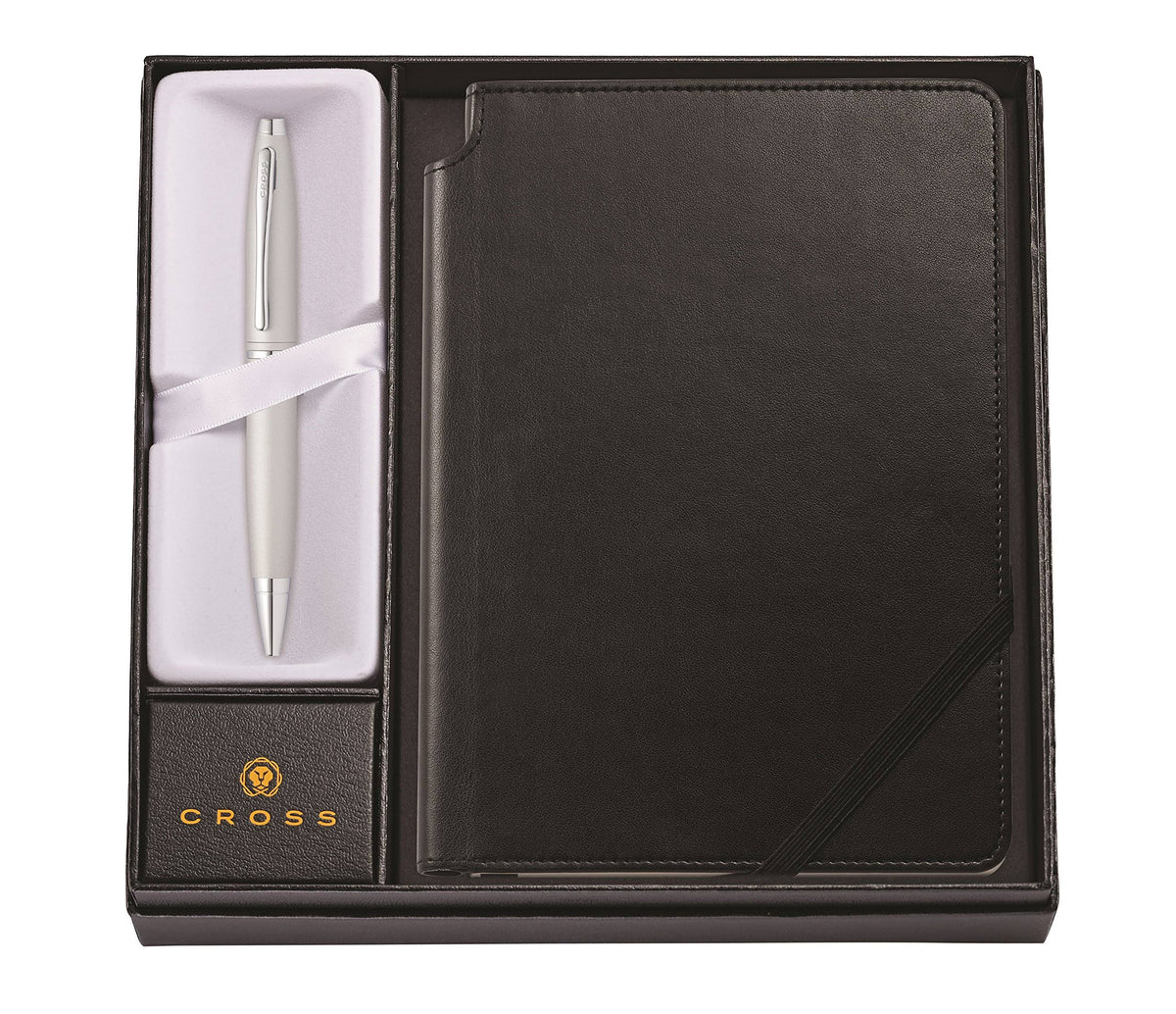 Satin Chrome Ballpoint Pen and Black Medium Journal G808109