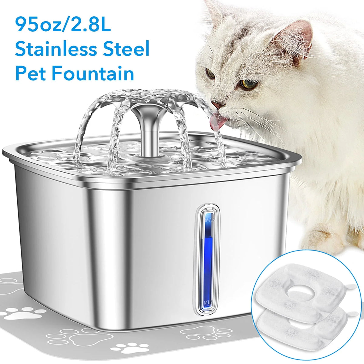 95oz/2.8L Stainless Steel Pet Fountain K39314