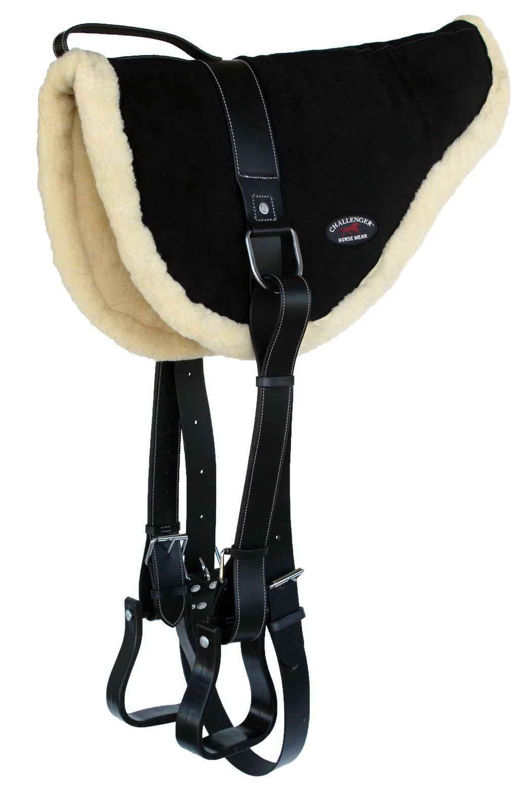 Black Faux Fur Padded Saddle Pad with Stirrups A1017
