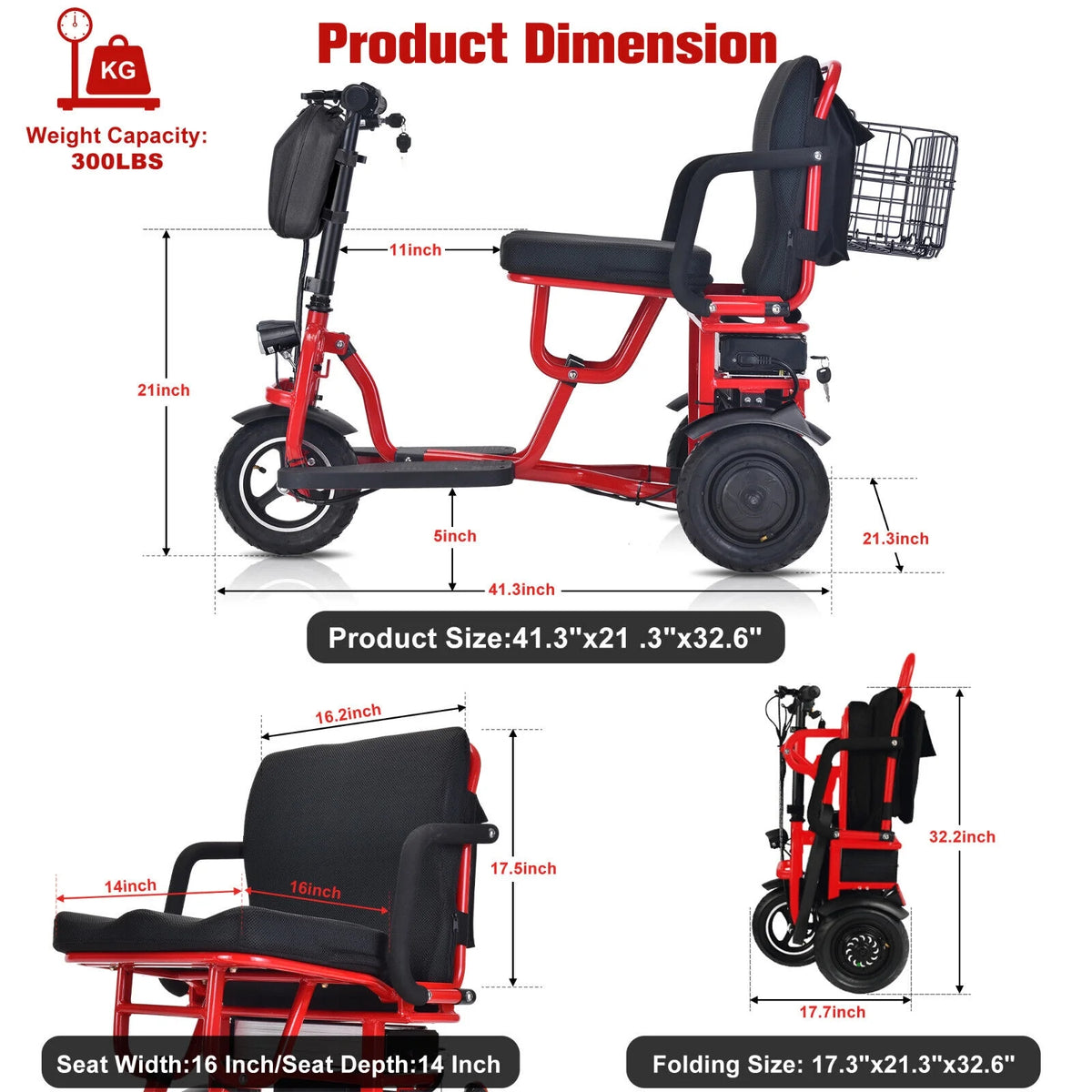 Foldable 3 Wheel Mobility Scooter with Lithium Battery G584