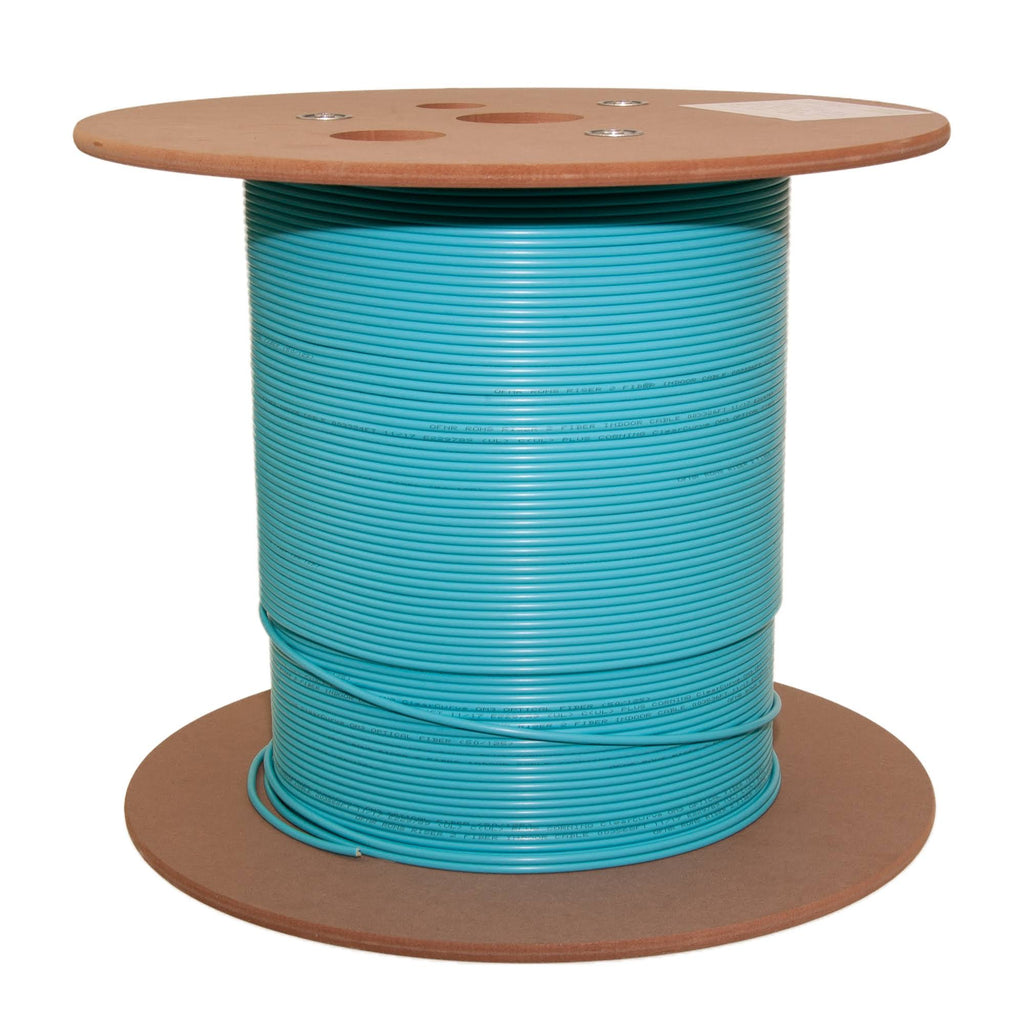 6 Fiber Indoor Distribution Fiber Optic Cable Multimode 50/125 OM3 Aqua Riser Rated Spool 1000 Foot Z380960