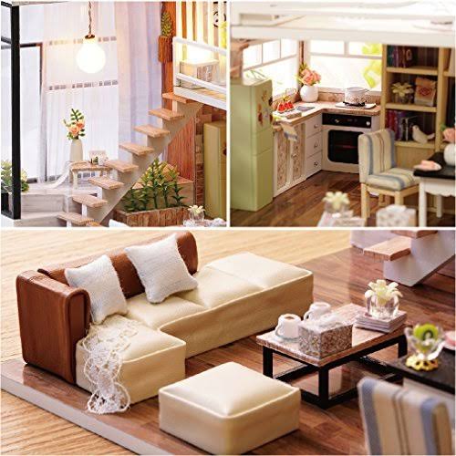 Wooden DIY Dollhouse Kit with Furniture, 1:24 Scale T4156