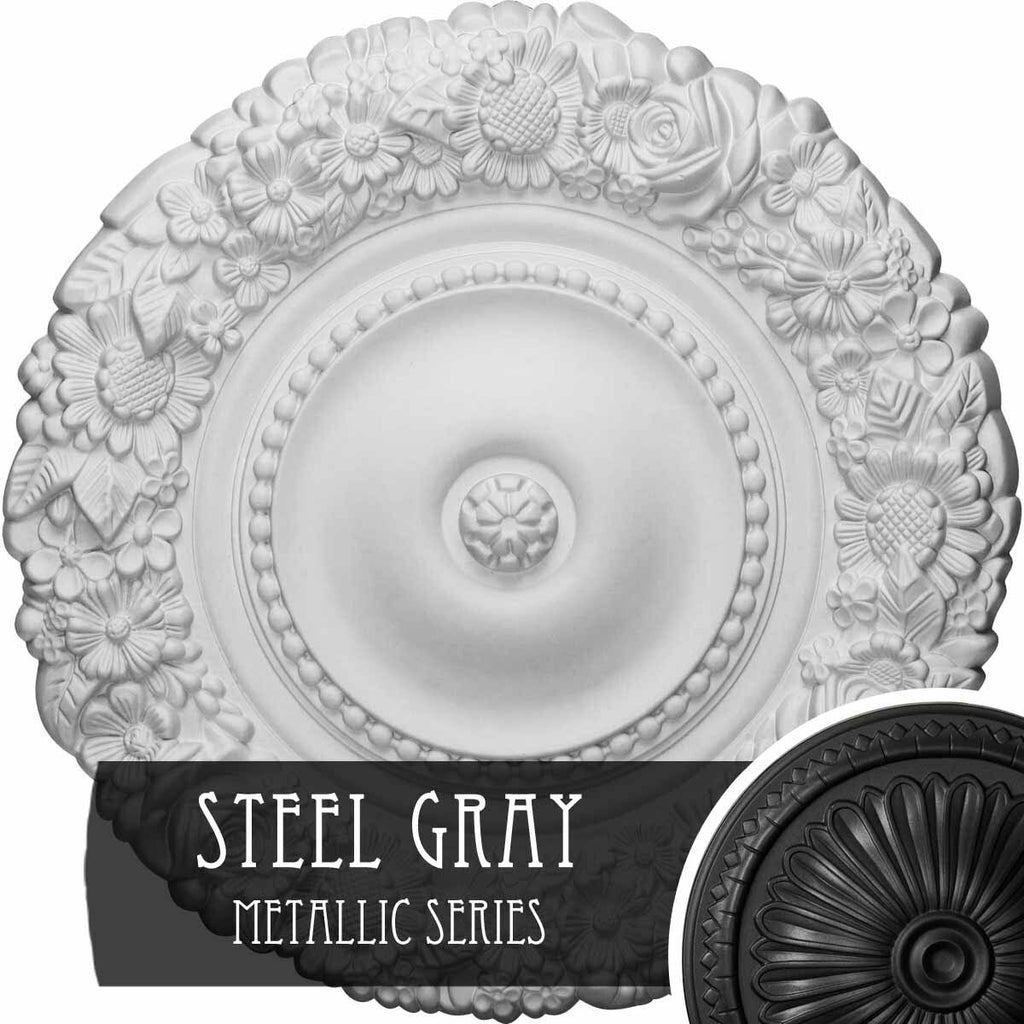 Marseille Ceiling Medallion, Hand-Painted Steel Gray J8254