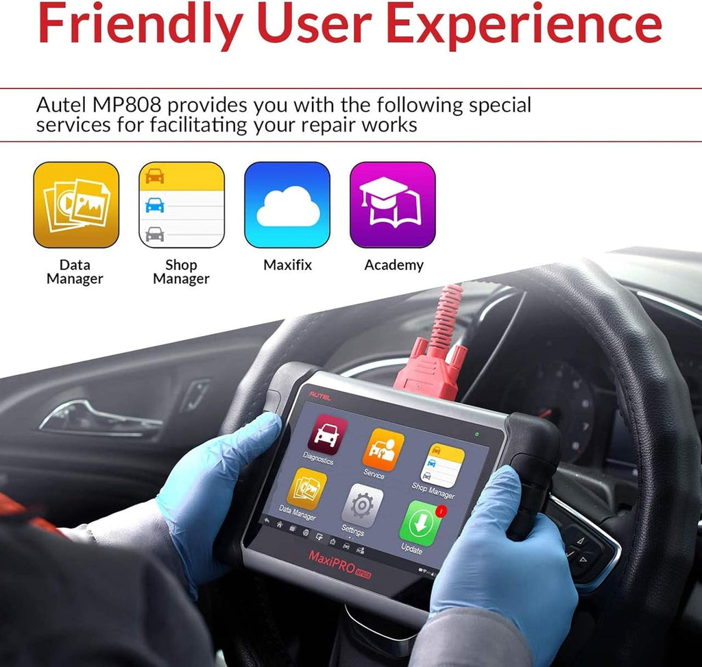 Autel MaxiPRO MP808 Automotive Diagnostic Scan Tool with All Systems Diagnoses, Bi-directional Control, 30+ Service Function, Key Coding and Injector Coding O584927