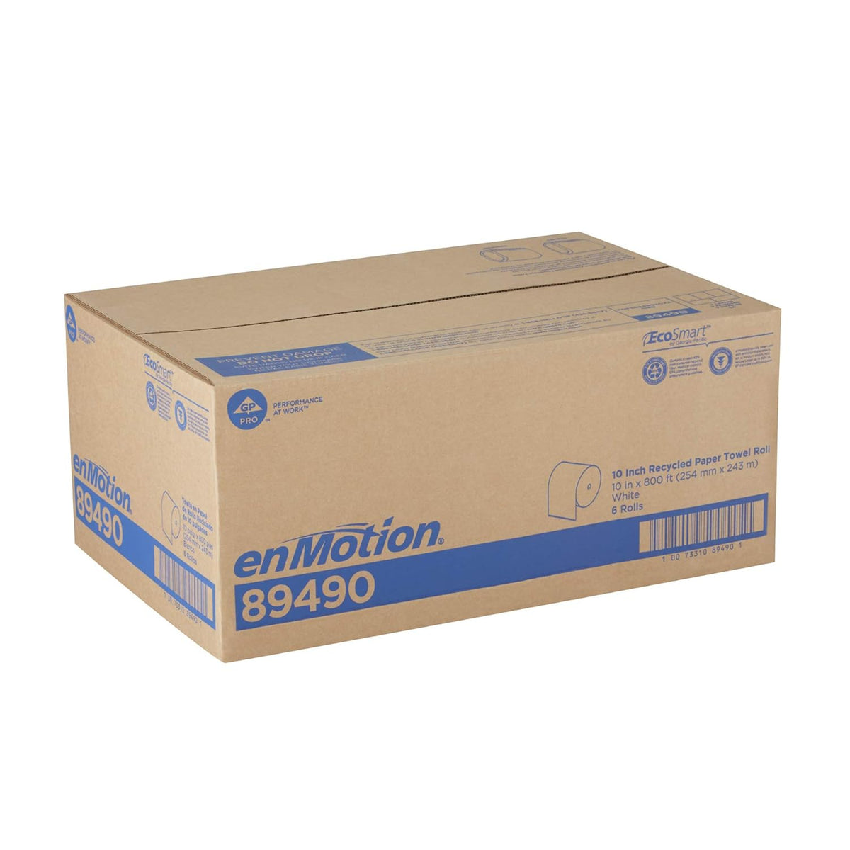 White Recycled Paper Towel Roll, 800 Feet, 6 Rolls Per Case S63271