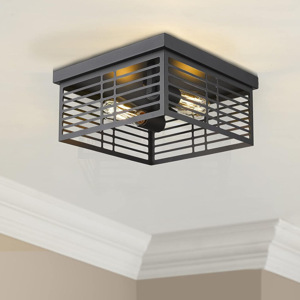 Black 2-Light Flush Mount Ceiling Light D911451