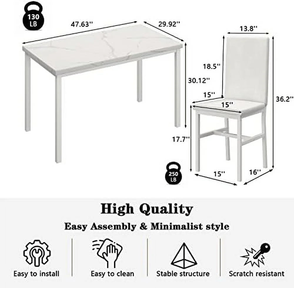 5-Piece Faux Marble Kitchen Table & Chair Set K375