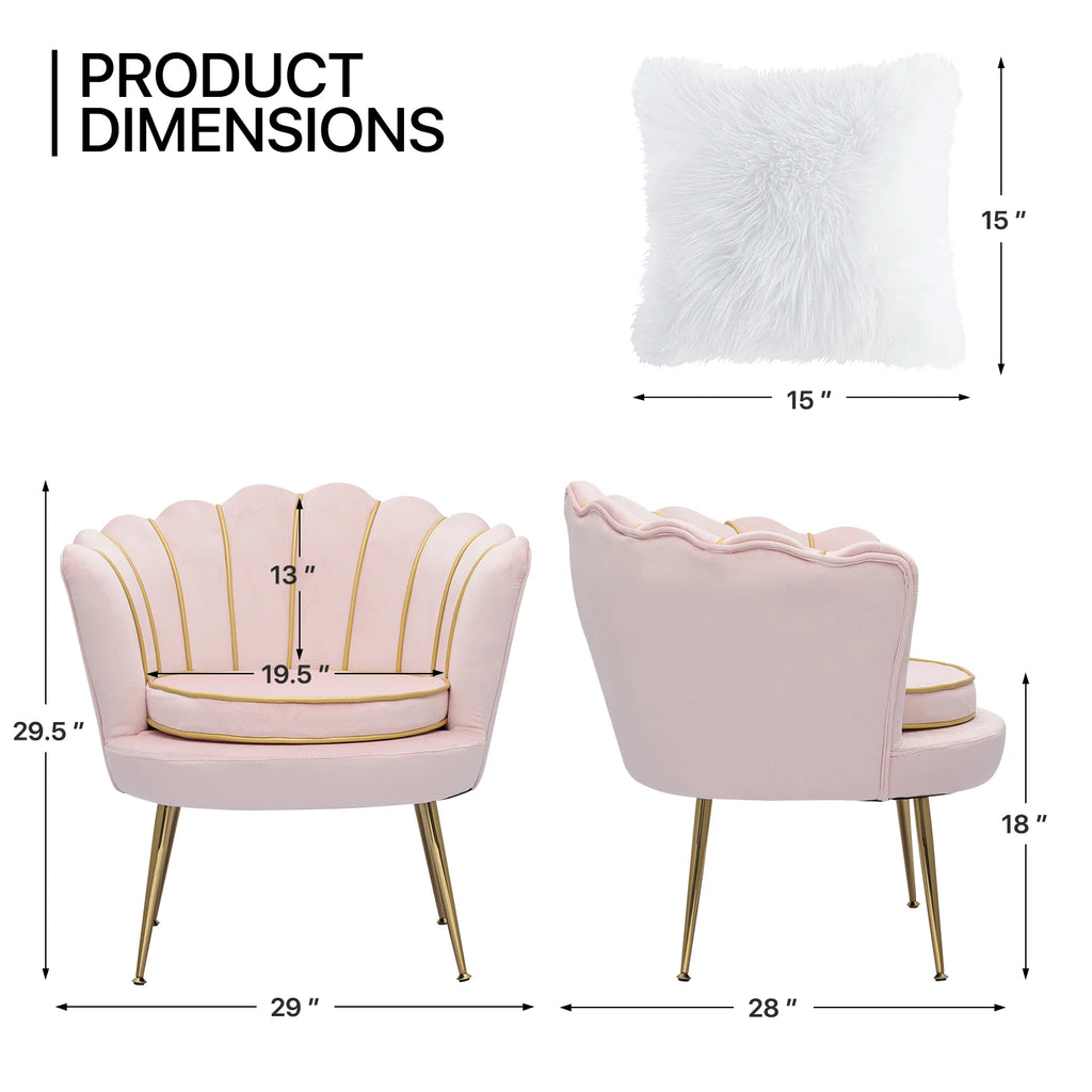 Light Pink Velvet Accent Chair with Pillow G3009