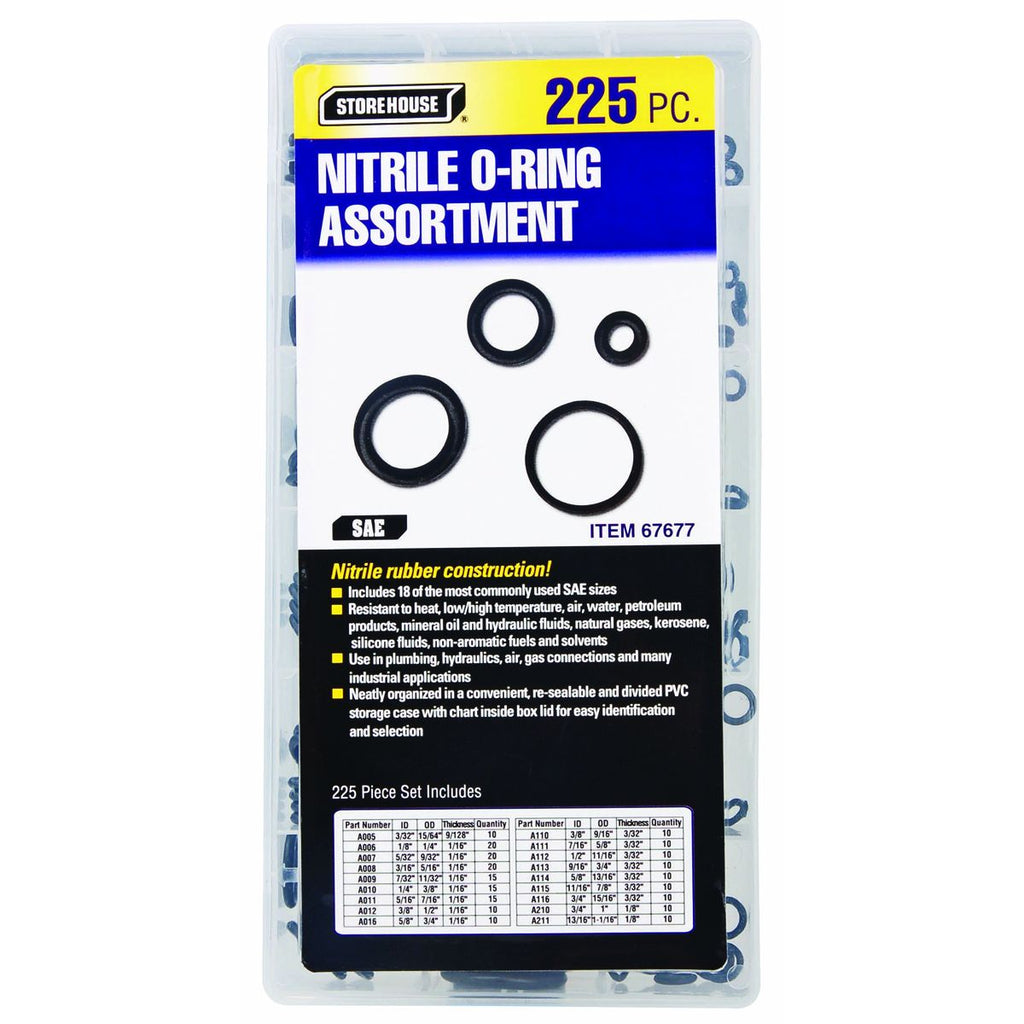 Nitrile O-Ring Assortment, 225 Piece E30349