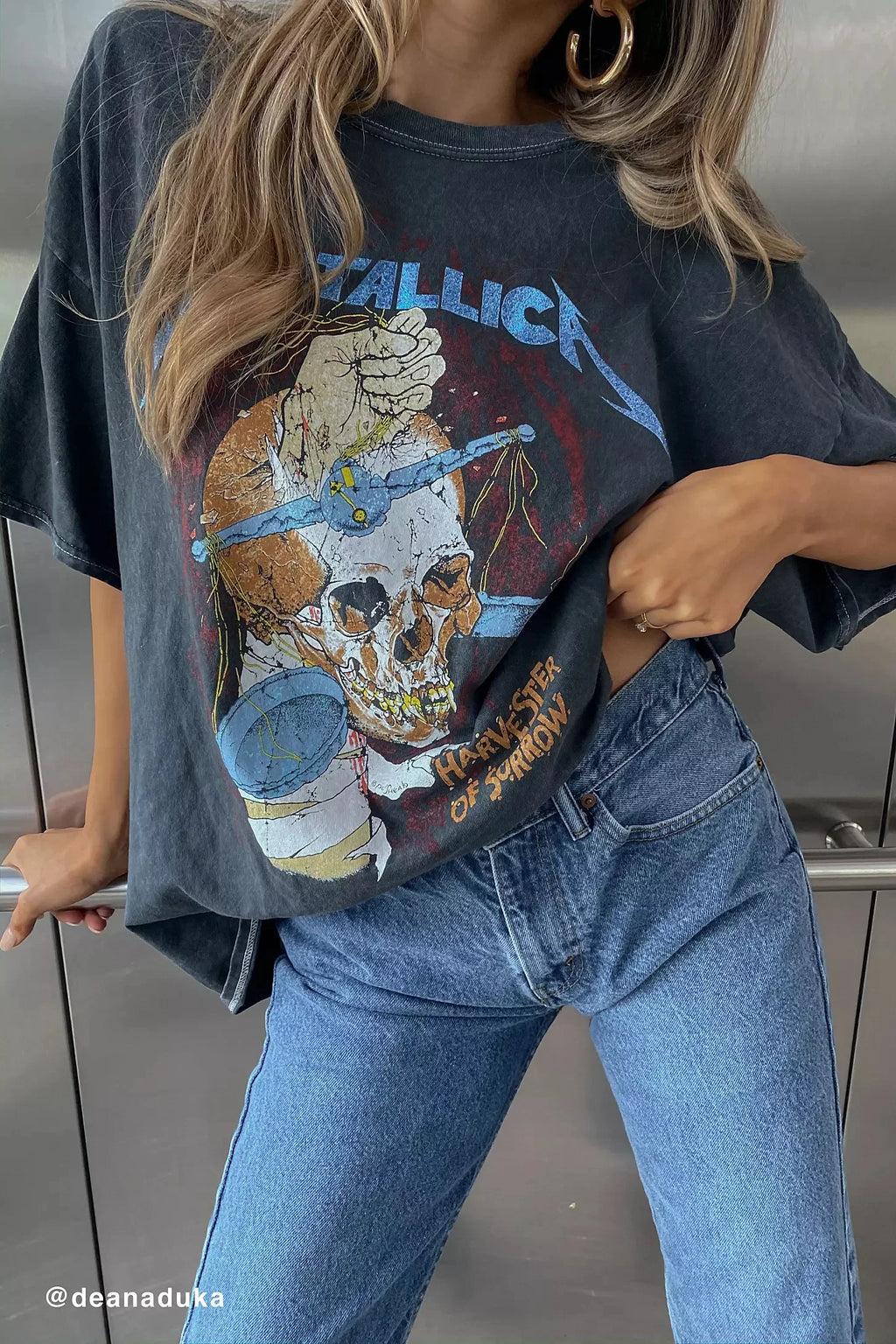 Metallica 1988 Tour Glitter Oversized Fit Tee T-Shirt C84339