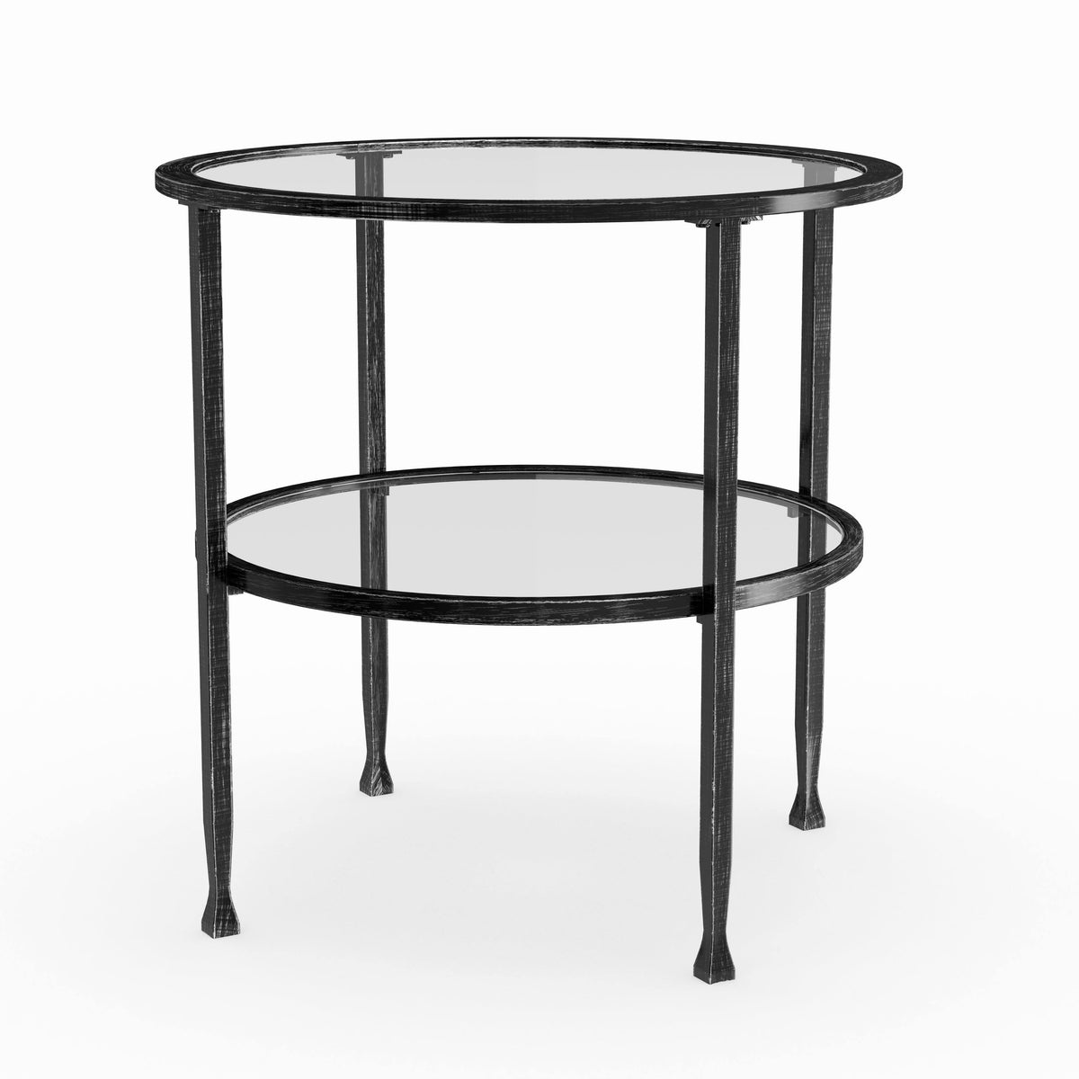 Black Metal and Glass Round End Table Z13237