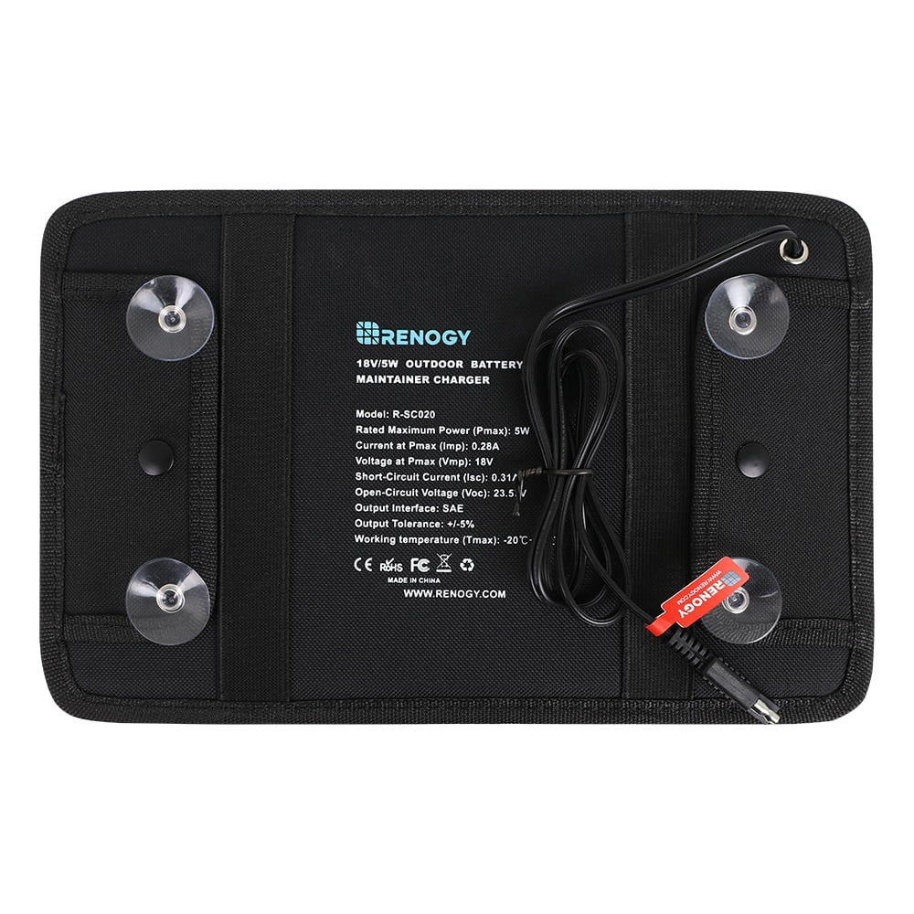 5W Outdoor Battery Charger Maintainer Trickle Charger with Lighter Plug, Alligator Clips, and Battery Cables L7337