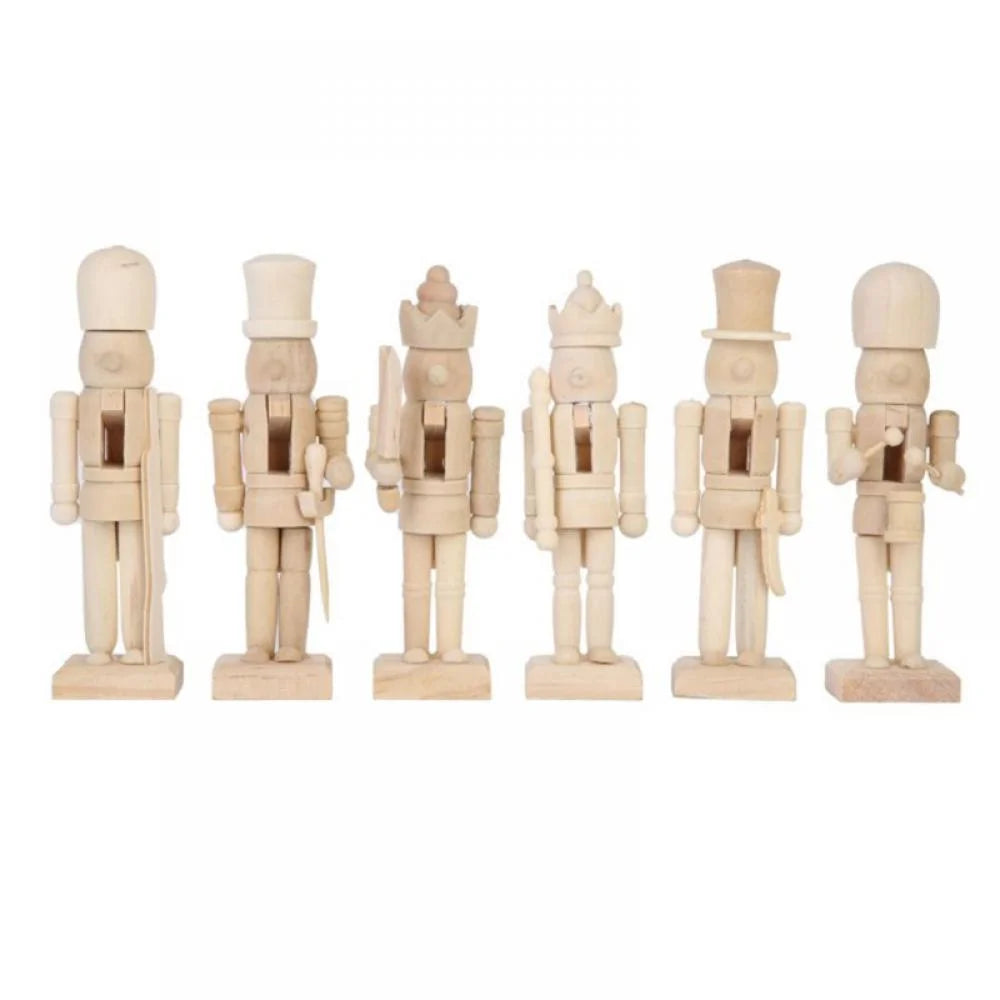 Unfinished Wood Nutcracker Ornaments 6 Pcs J7434